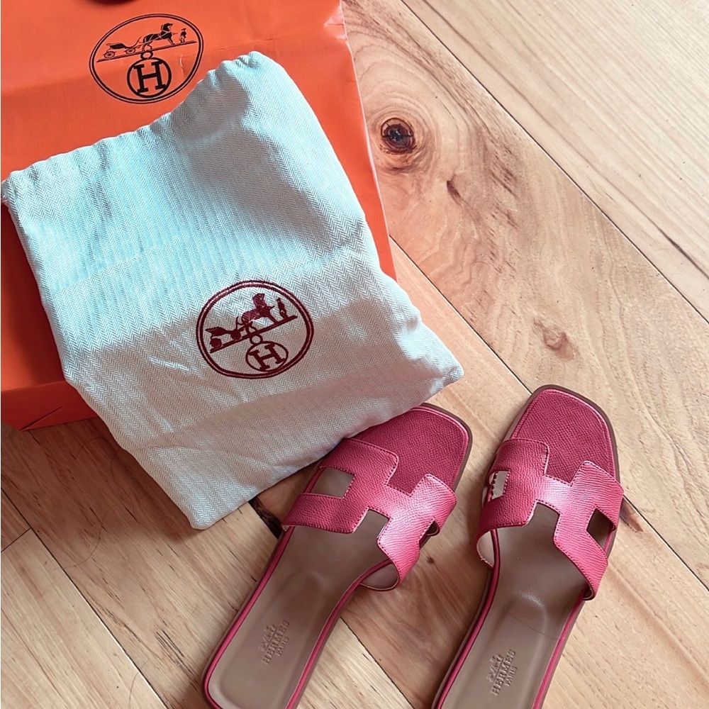 Pink Slides W/ Dust Bag & Shopping Bag
